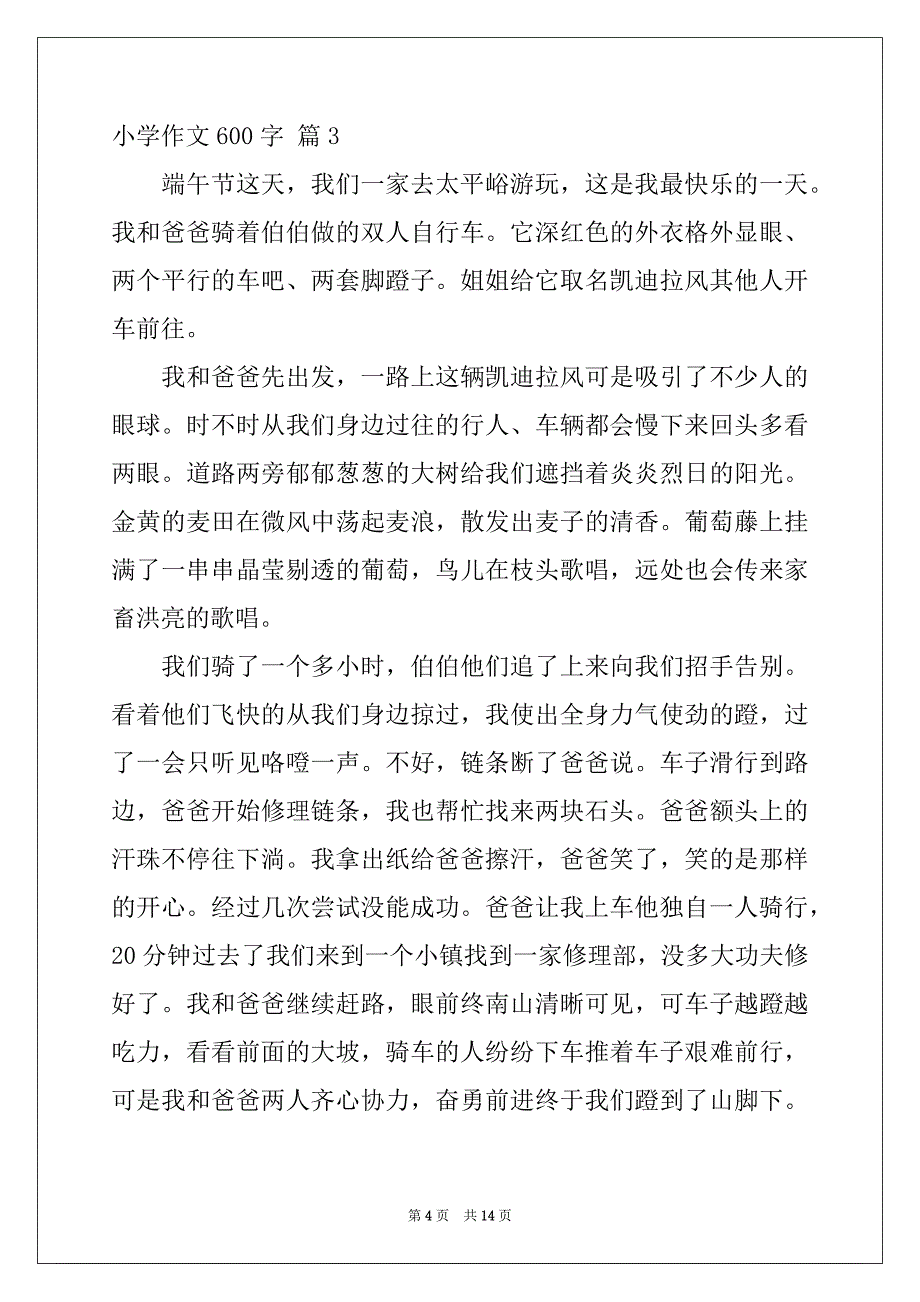 2022-2023年小学作文600字汇总九篇_第4页