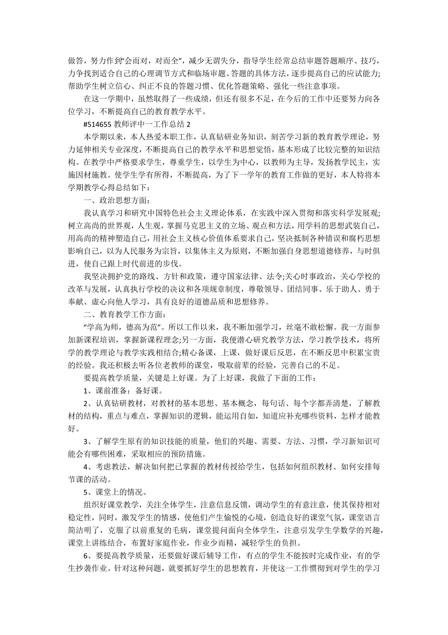 教师评中一工作总结5篇通用_第2页