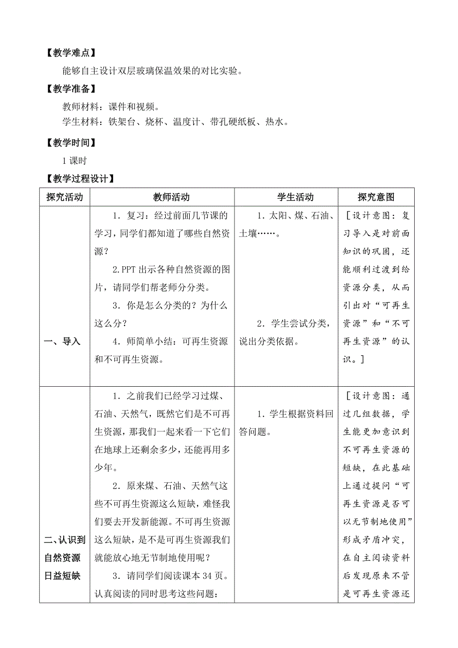 苏教版六年级下科学12善用自然资源-教案（表格式）_第3页