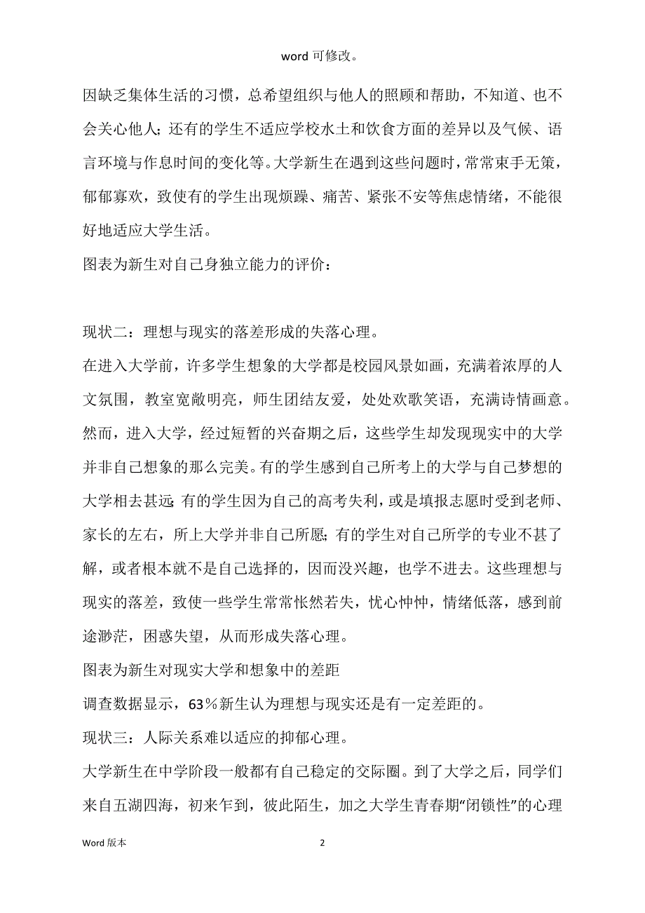 关于大一新生烦恼得调查汇报_第2页