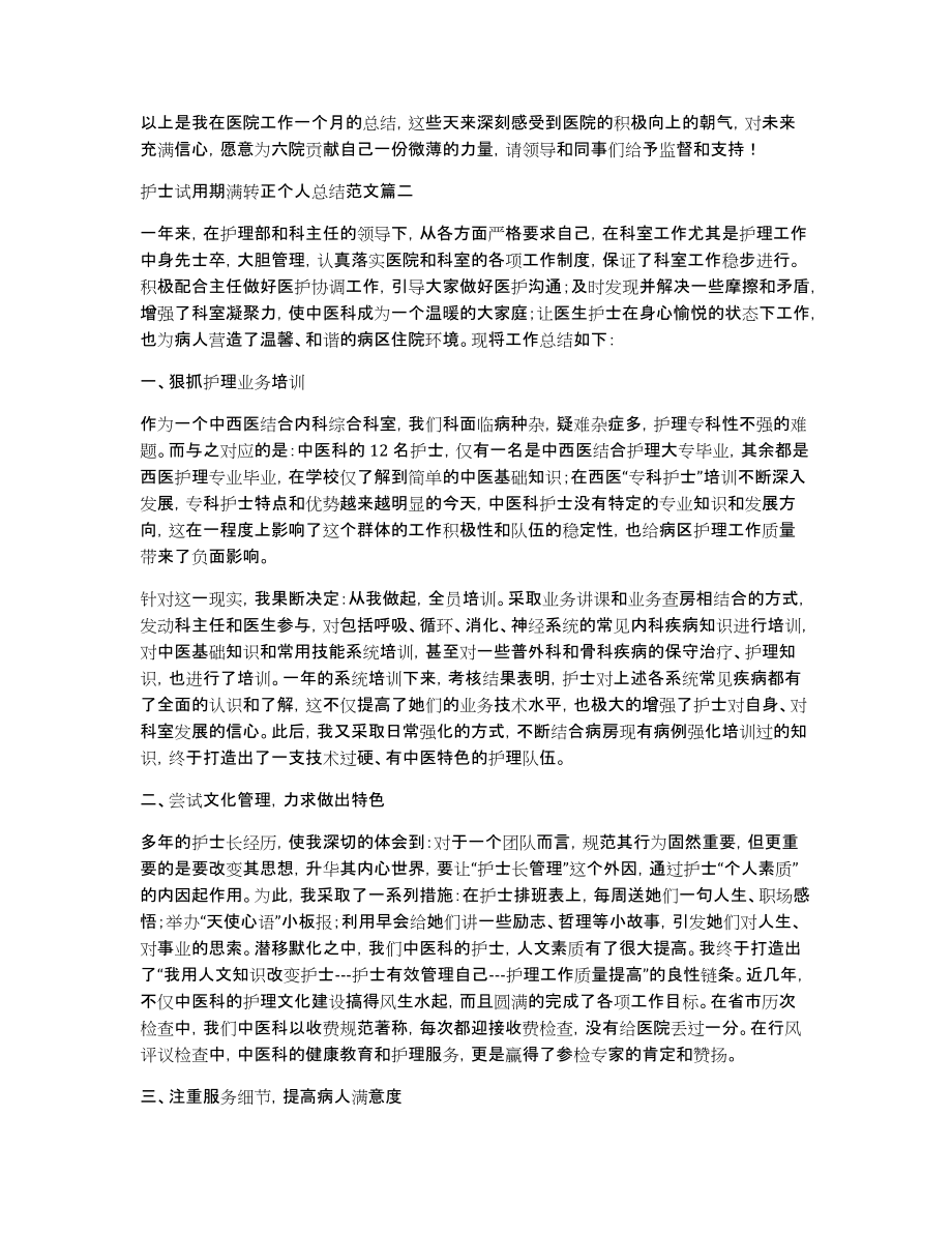 护士试用期满转正个人总结怎么写_第2页