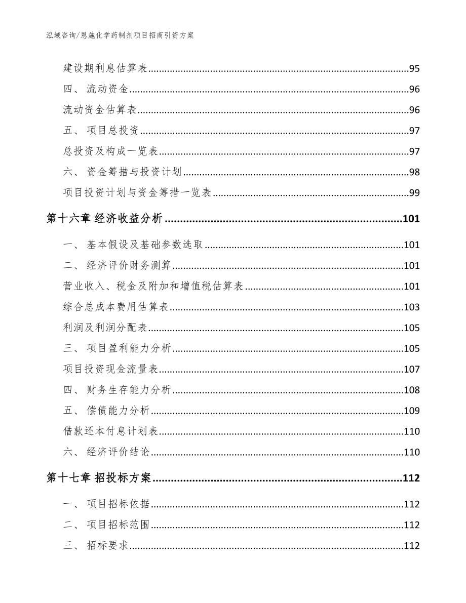 恩施化学药制剂项目招商引资方案模板范本_第5页