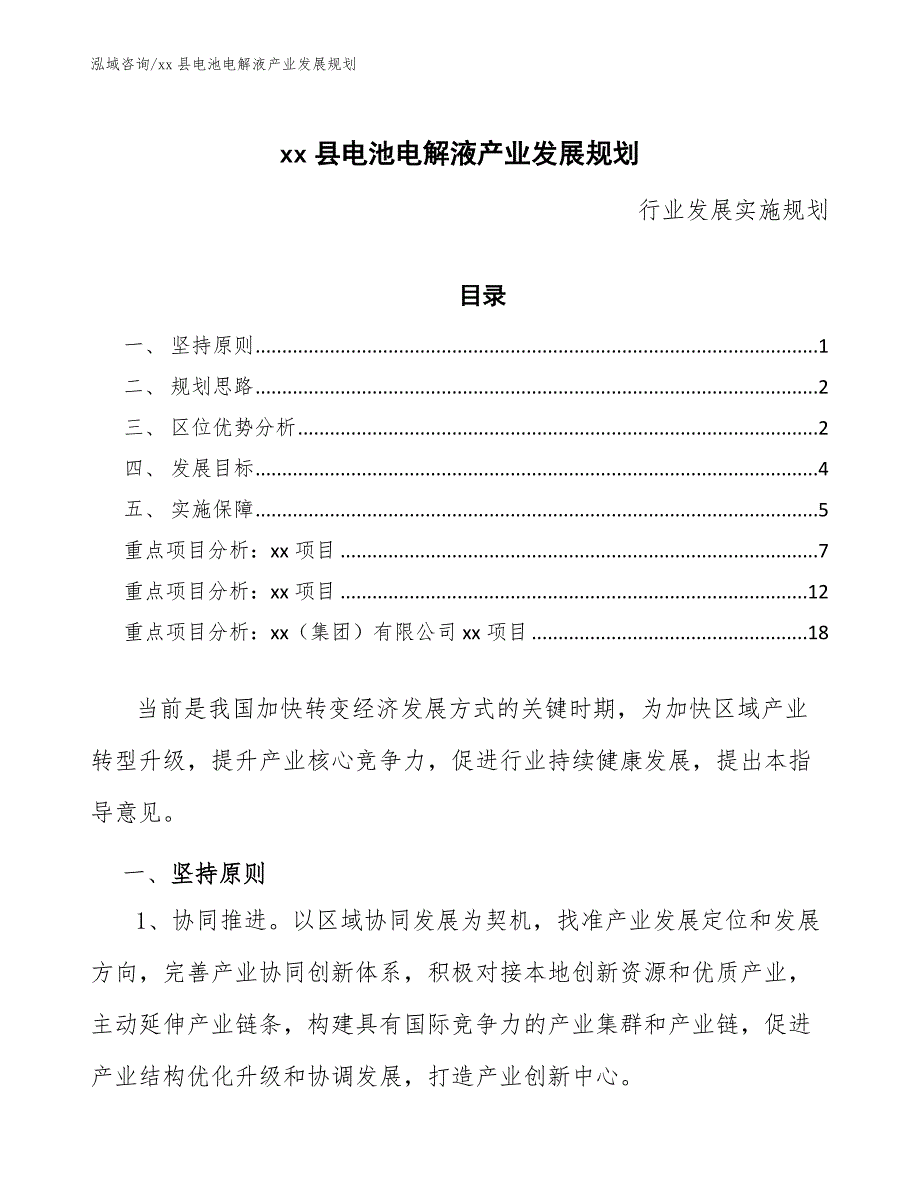 xx县电池电解液产业发展规划（审阅稿）_第1页