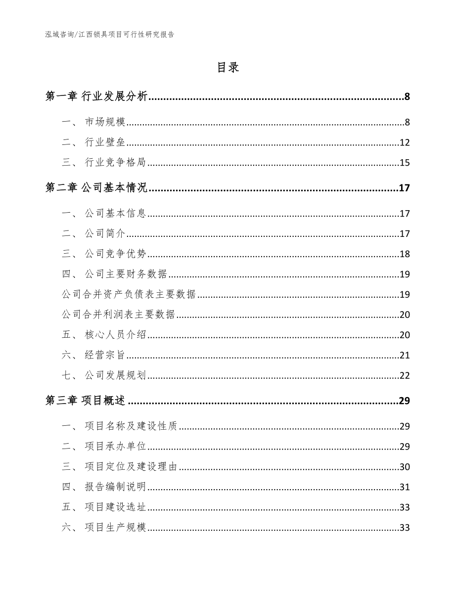 江西锁具项目可行性研究报告（模板）_第2页