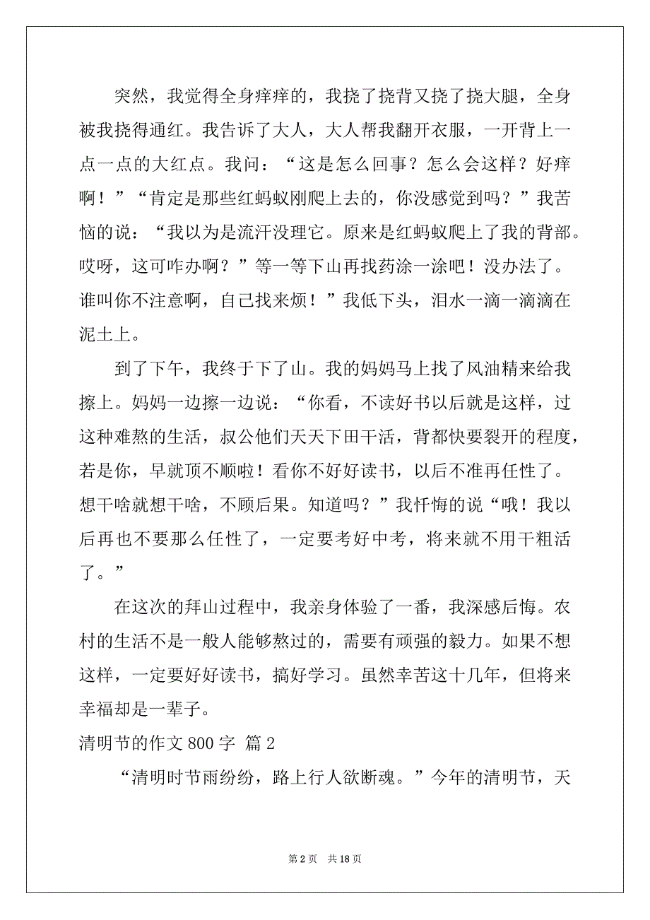 2022-2023年清明节的作文800字锦集9篇_第2页