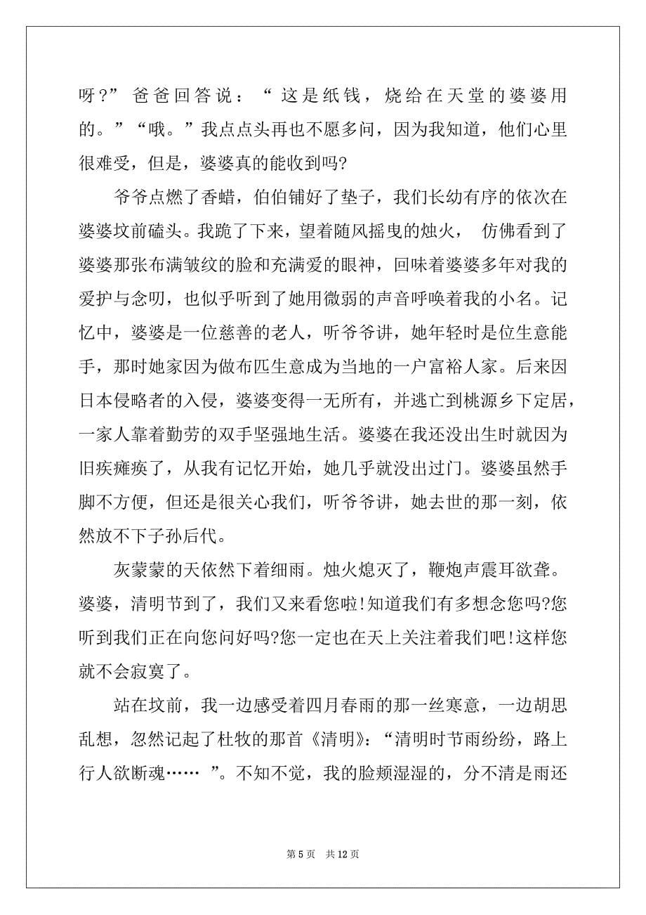 2022-2023年精选清明节的作文700字集锦七篇_第5页