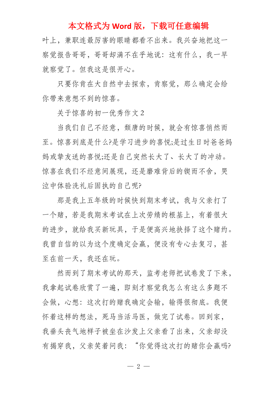 关于惊喜的初一优秀_第2页