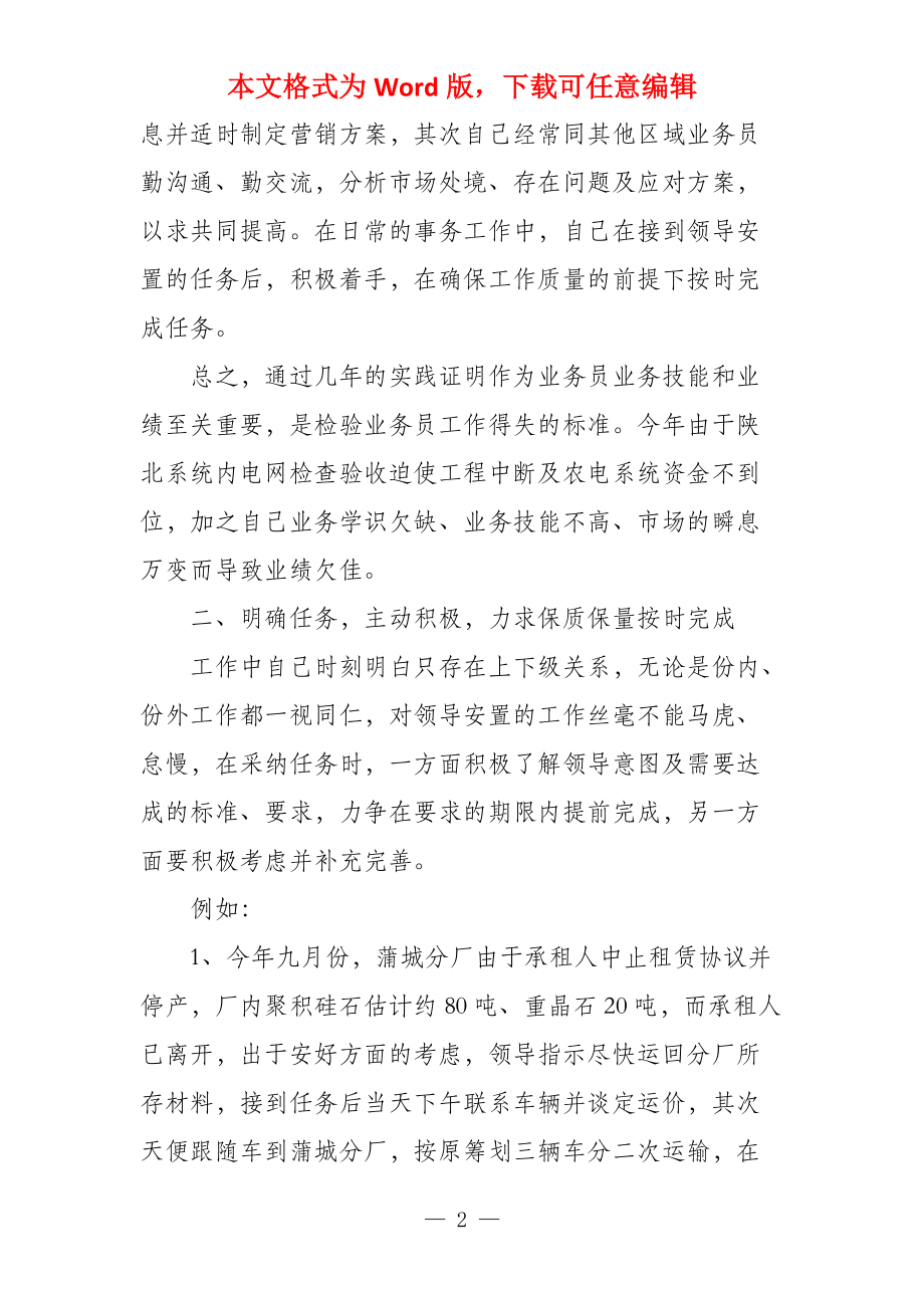 销售业务员2022年度总结_第2页