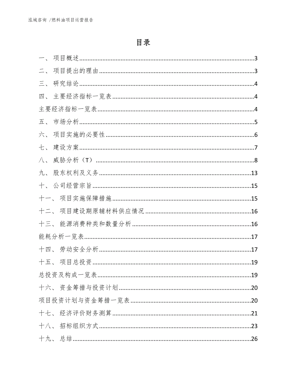 燃料油项目运营报告（参考范文）_第1页