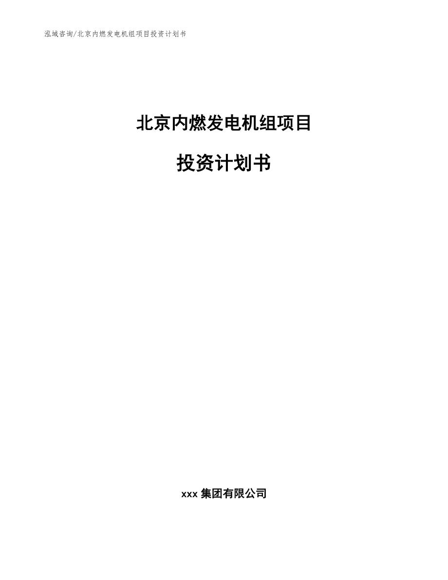 北京内燃发电机组项目投资计划书（参考模板）_第1页