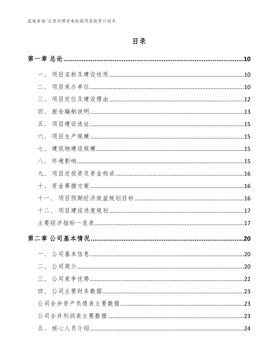 北京内燃发电机组项目投资计划书（参考模板）_第2页