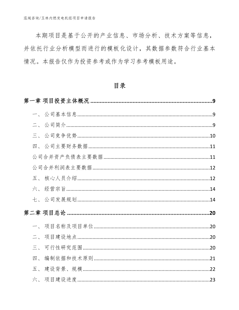 玉林内燃发电机组项目申请报告模板范本_第2页