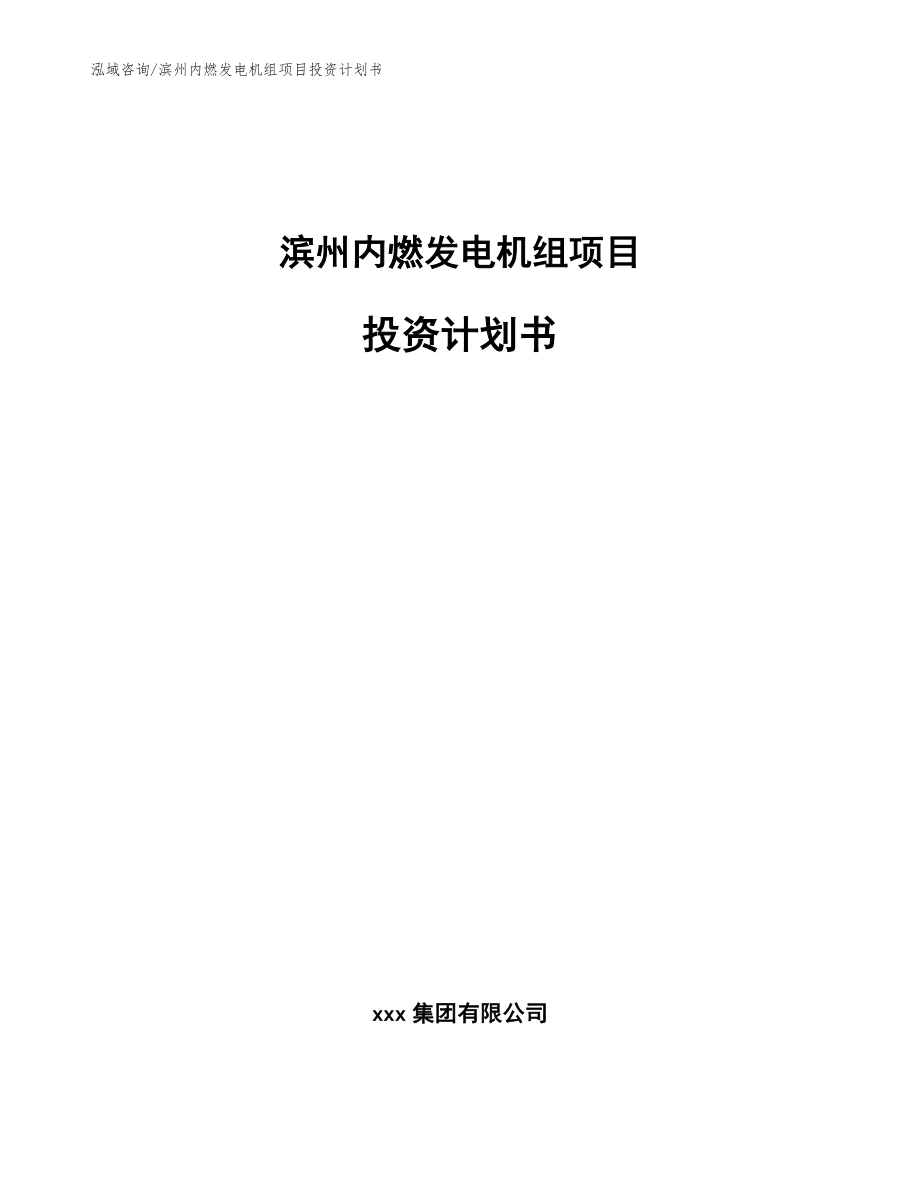 滨州内燃发电机组项目投资计划书（参考范文）_第1页