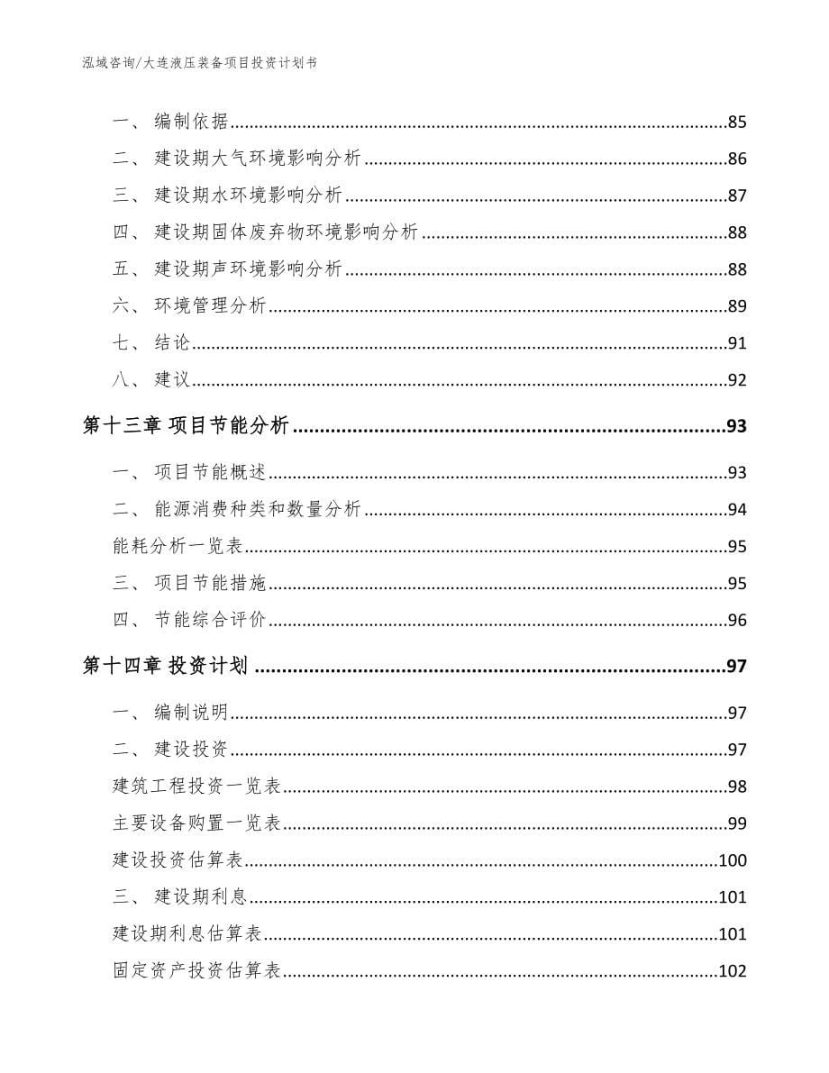 大连液压装备项目投资计划书【模板范文】_第5页