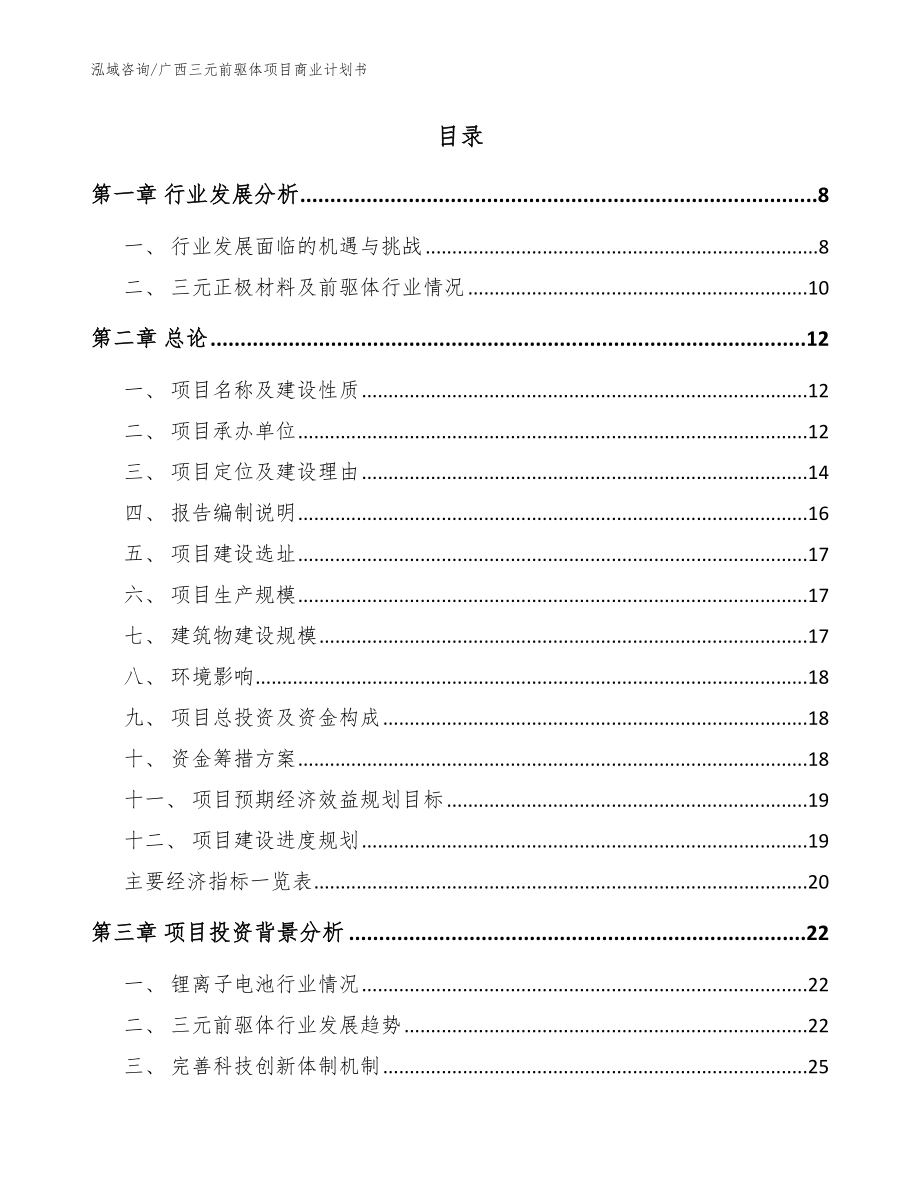 广西三元前驱体项目商业计划书模板范文_第2页