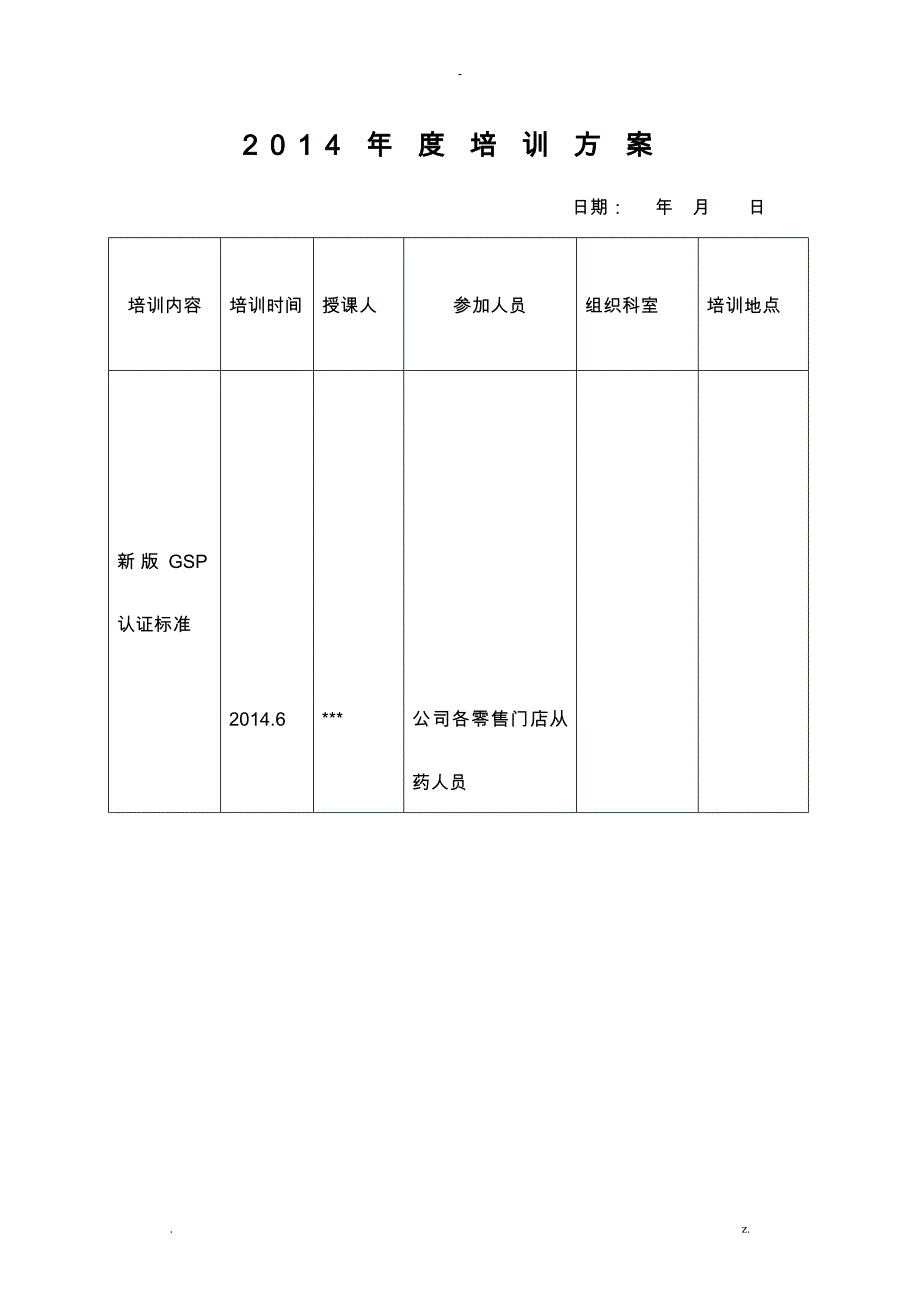 零售药店的年度培训记录-培训计划实施-培训试题及答案_第1页