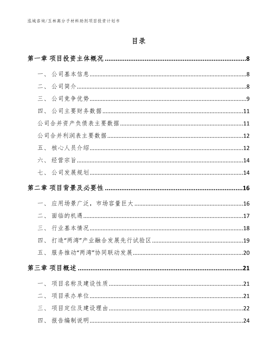 玉林高分子材料助剂项目投资计划书_范文模板_第2页