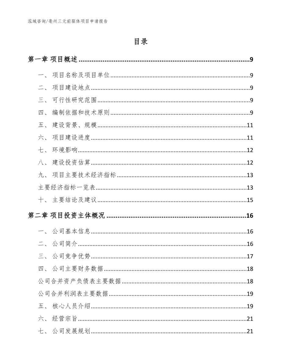 亳州三元前驱体项目申请报告_模板范文_第2页