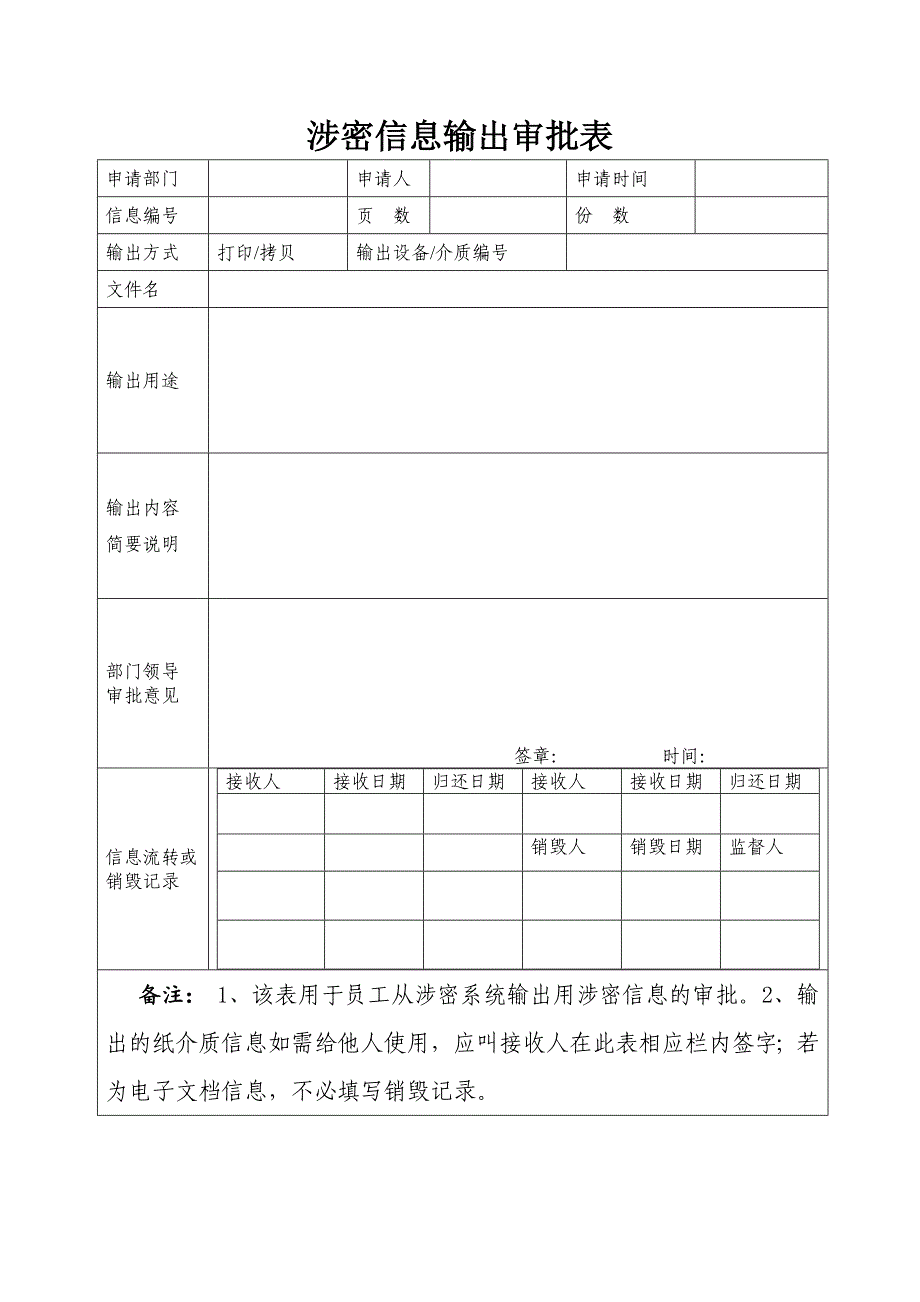 涉密信息输出审批表_第1页