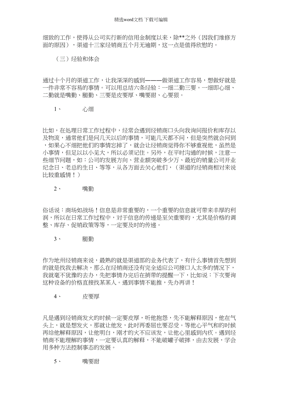 2022年销售渠道业务代表终工作总结范文_第3页