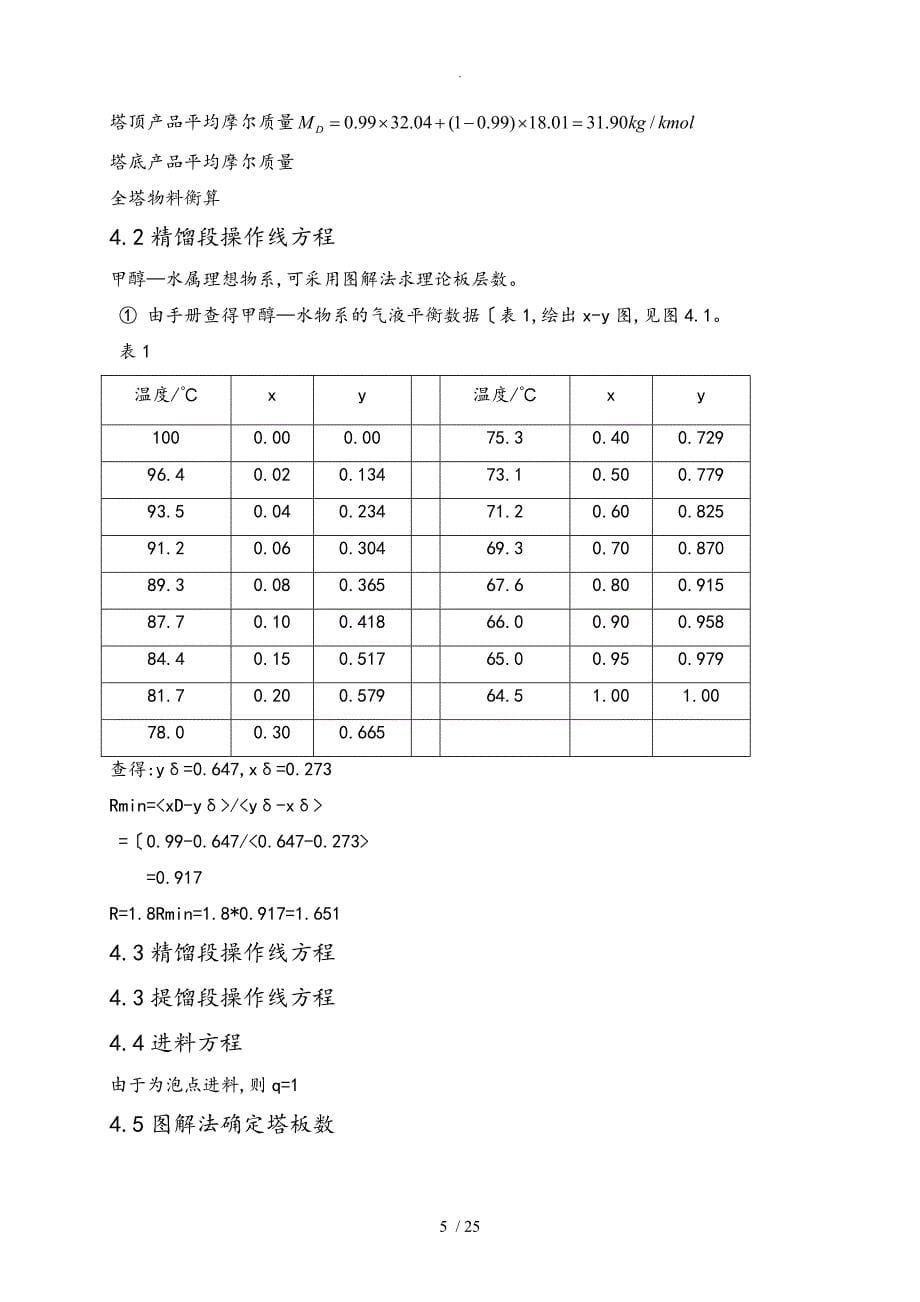 甲醇水分离过程板式精馏塔的设计说明书_第5页