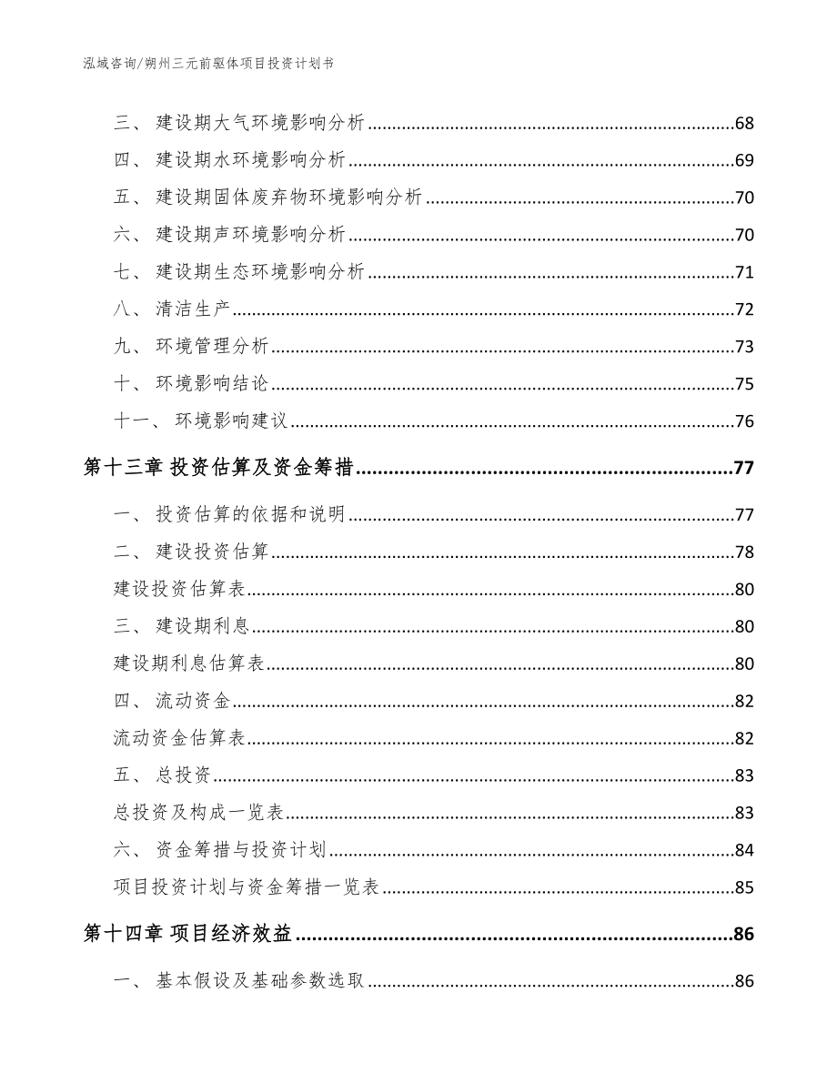 朔州三元前驱体项目投资计划书范文模板_第4页