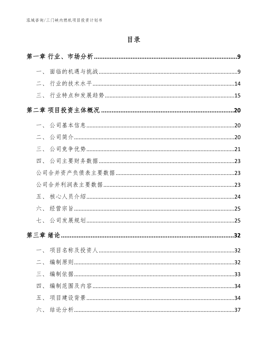 三门峡内燃机项目投资计划书（参考范文）_第2页