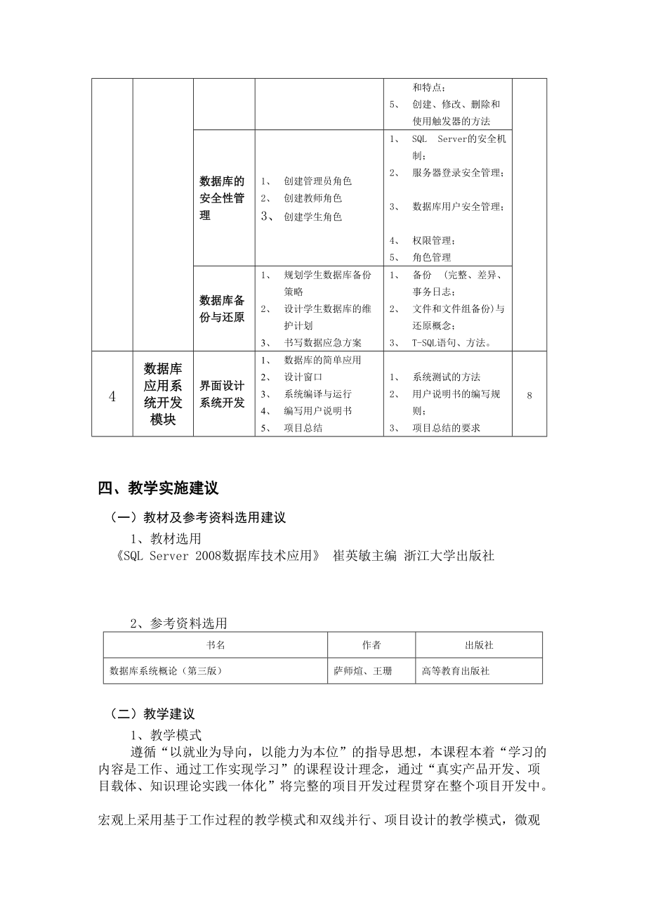 华联学院《SQL数据库系统》课程标准_第4页