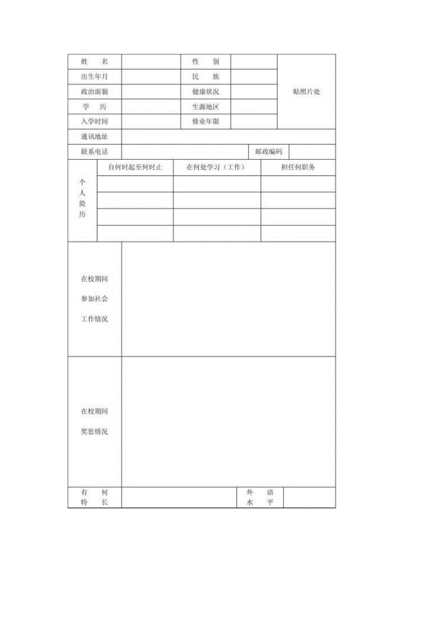 届高校毕业生实习、就业推荐表400字_第3页