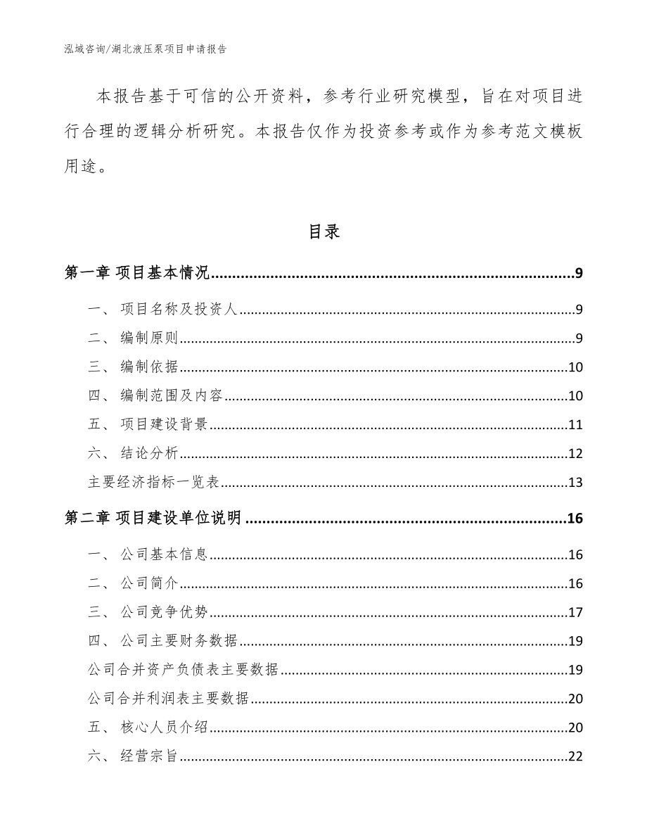 湖北液压泵项目申请报告_模板范本_第3页