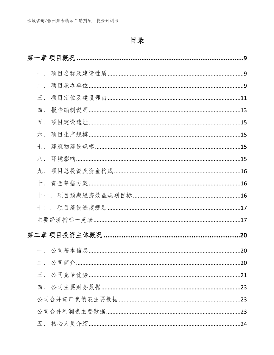 滁州聚合物加工助剂项目投资计划书（范文模板）_第2页