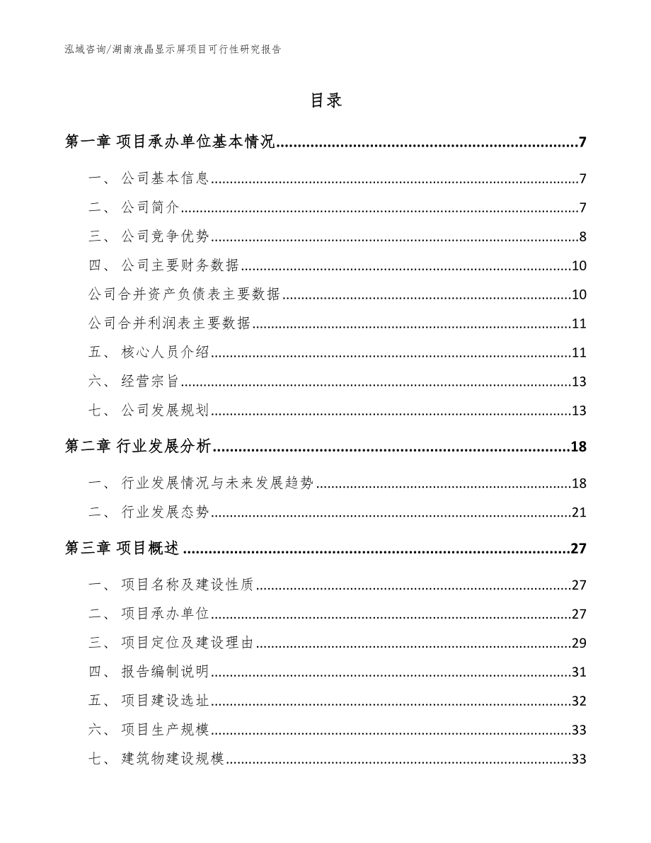 湖南液晶显示屏项目可行性研究报告_范文参考_第1页