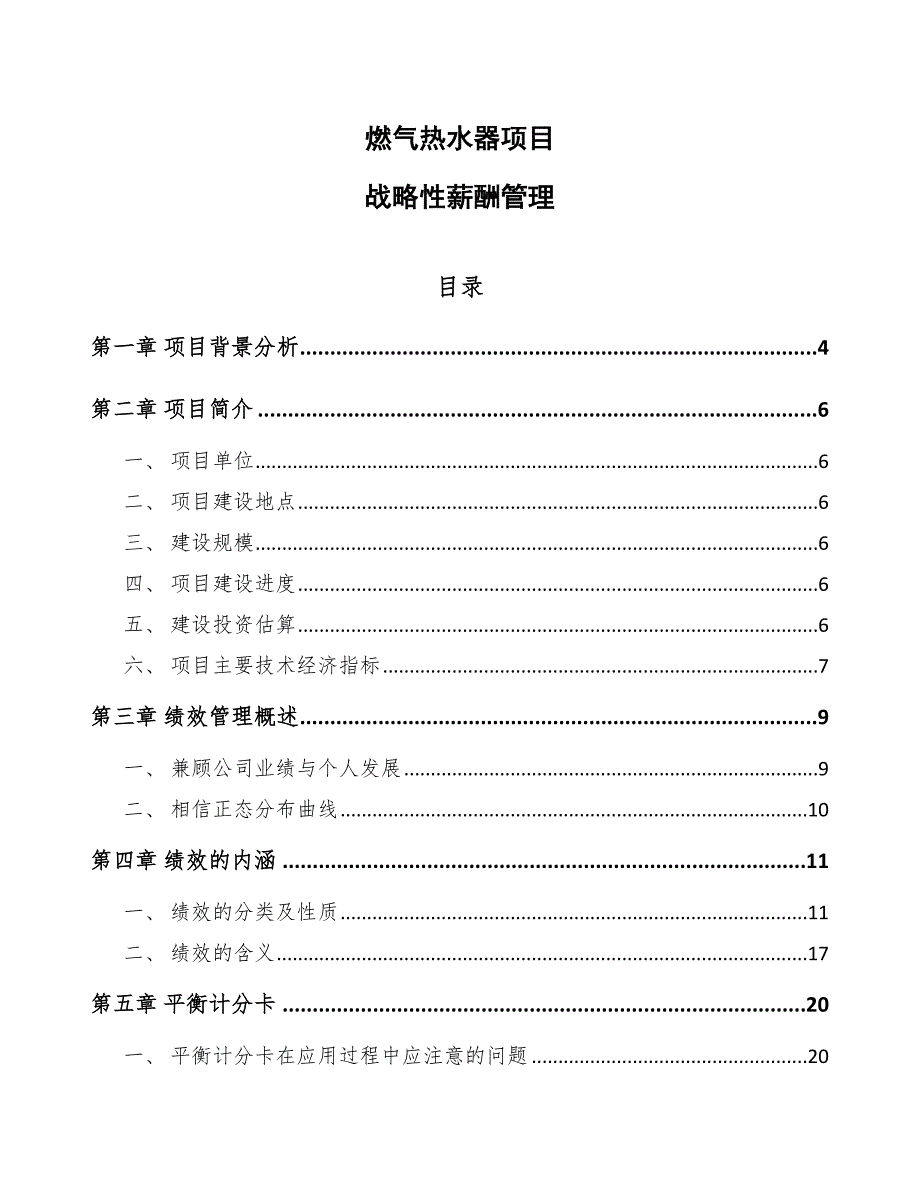 燃气热水器项目战略性薪酬管理_第1页