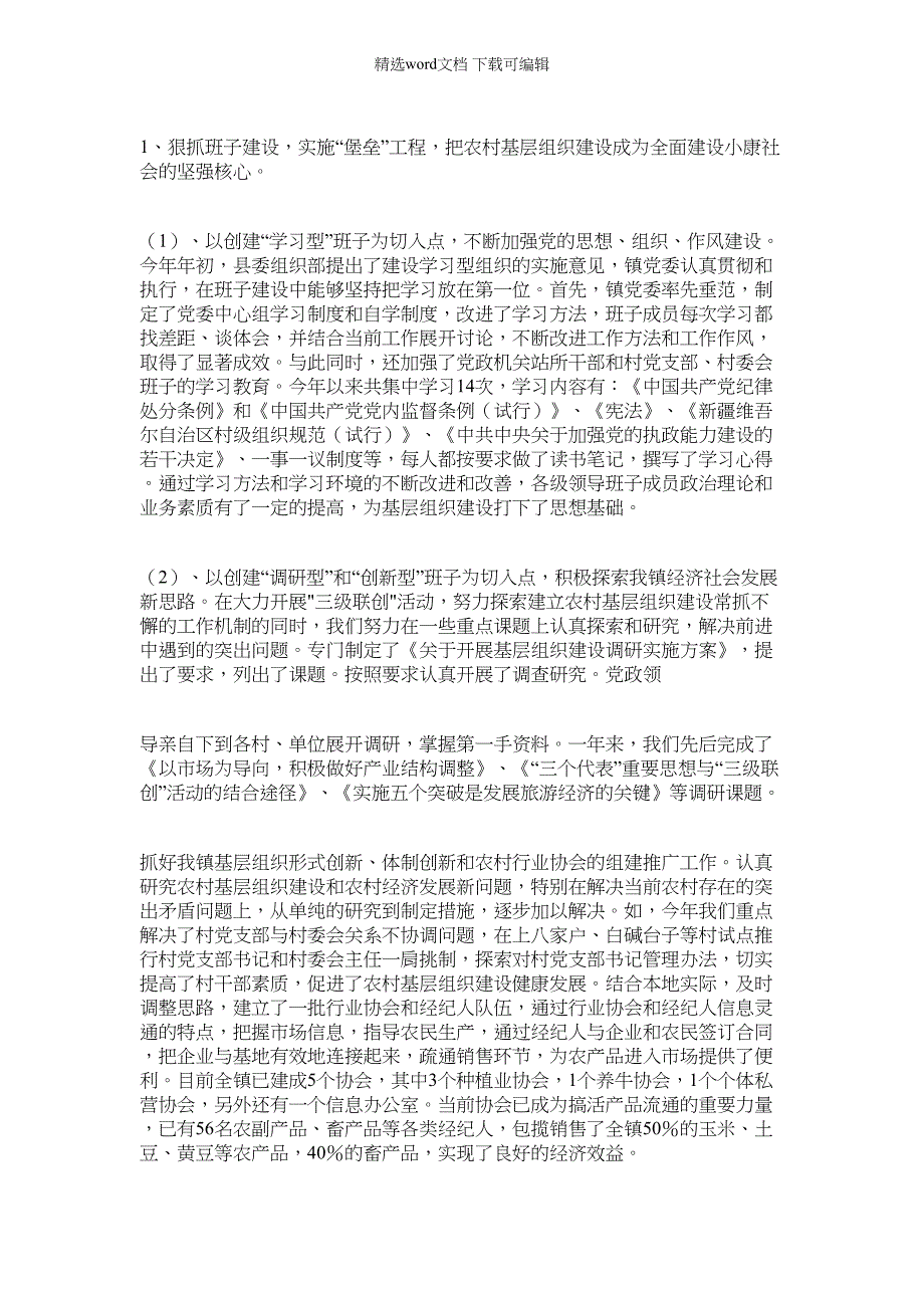 2022年西戈壁镇基层组织建设工作汇报范文_第2页