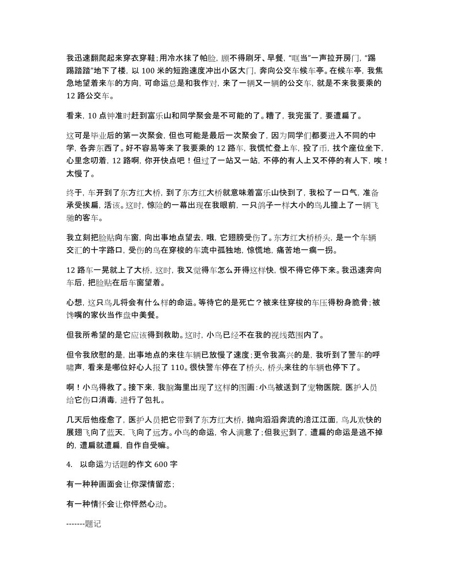 命运作文及评语600字_第2页