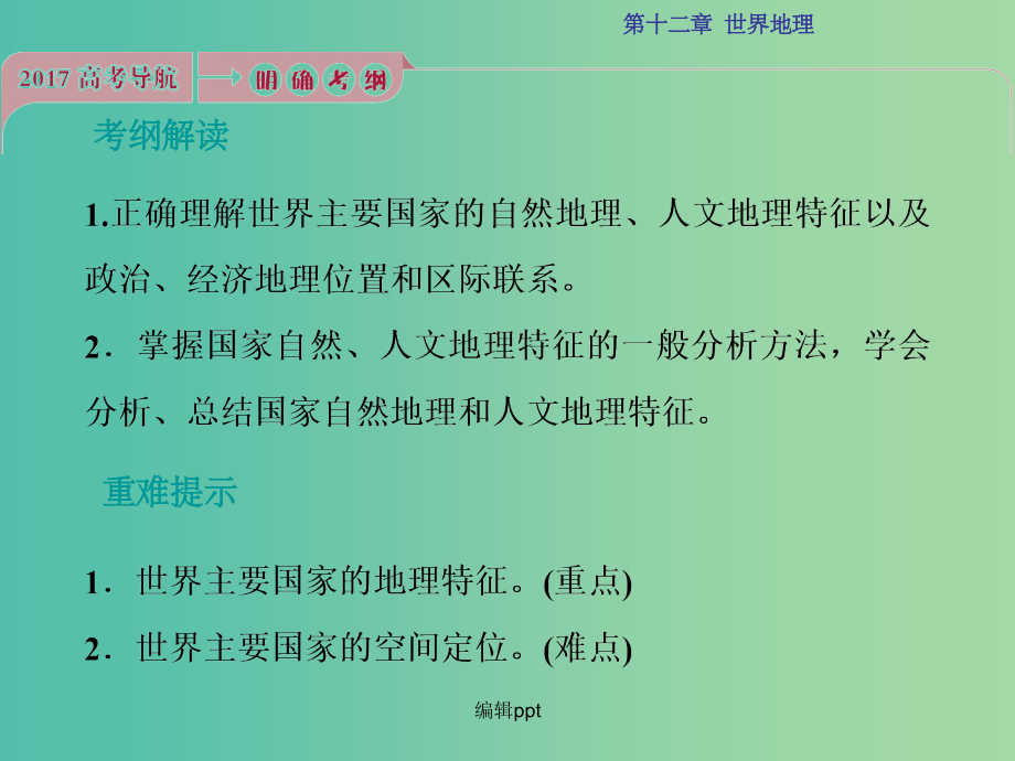 高考地理总复习 第12章 世界地理 第31讲 世界主要国家 中图版_第2页