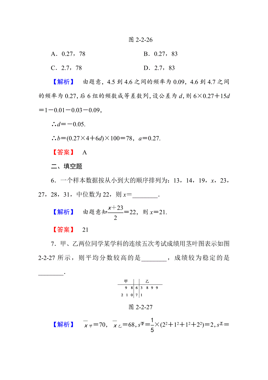 高中数学人教A版必修三 第二章 统计 学业分层测评13 Word版含答案_第4页