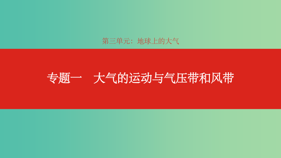 高考地理一轮复习第三单元地球上的大气专题一大气的运动与气压带和风带_第1页