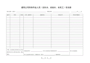 建筑公司劳务作业人员（含队长、班组长、农民工）花名册