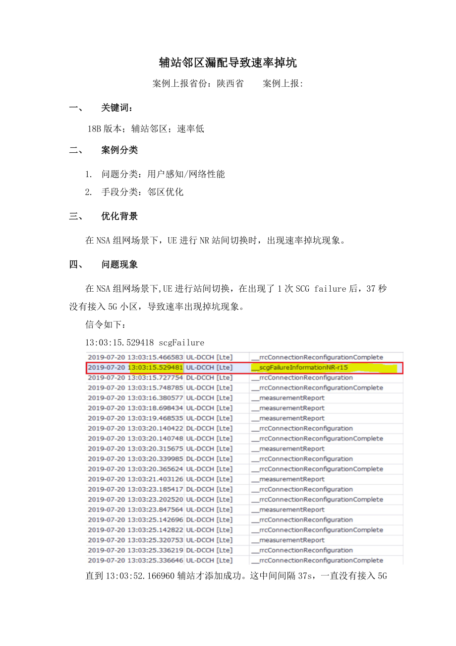 辅站邻区漏配导致速率掉坑_第1页