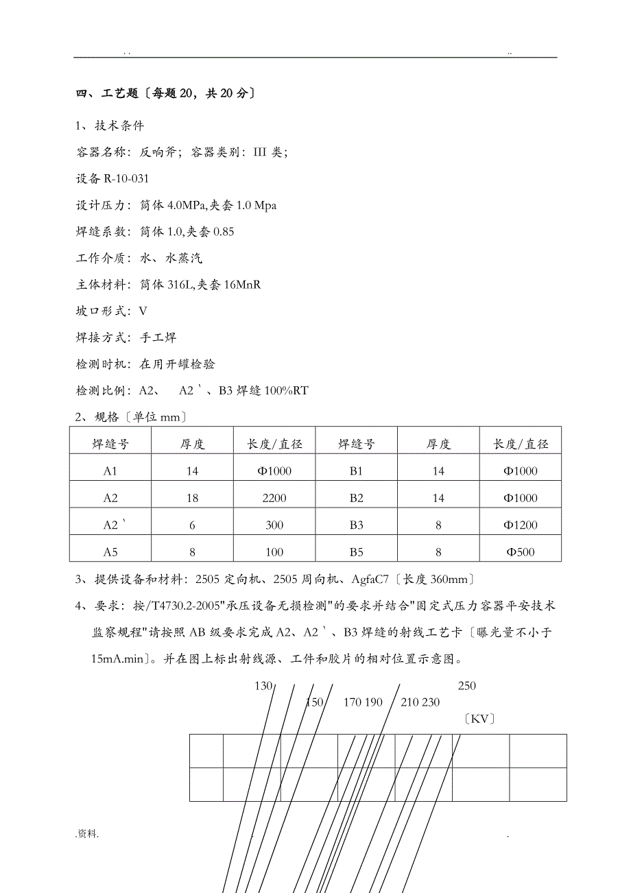 RTII射线工艺设计题齐全且带答案_第1页