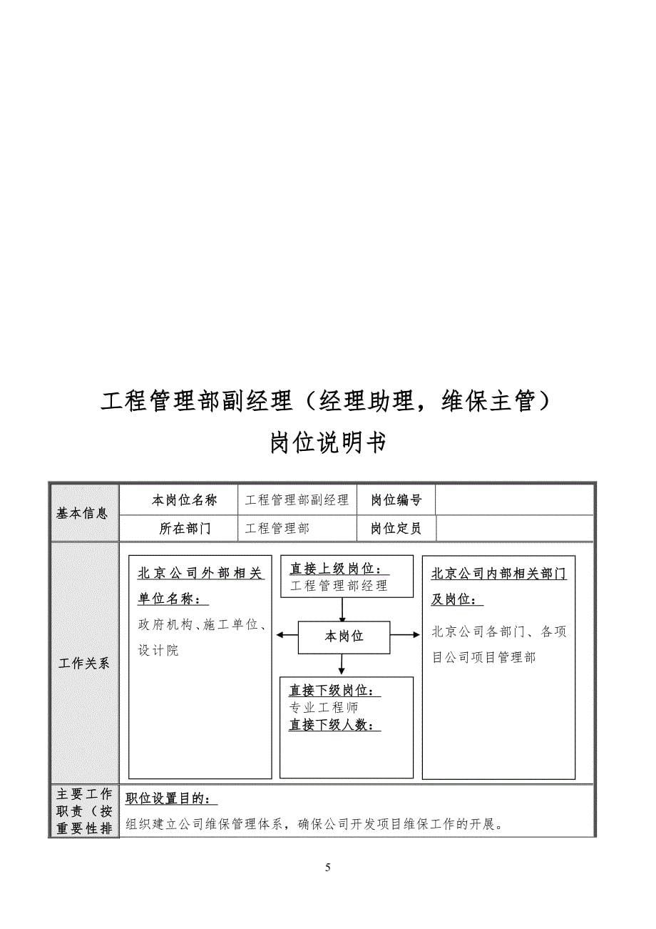 北京公司工程工管理部岗位说明书_第5页