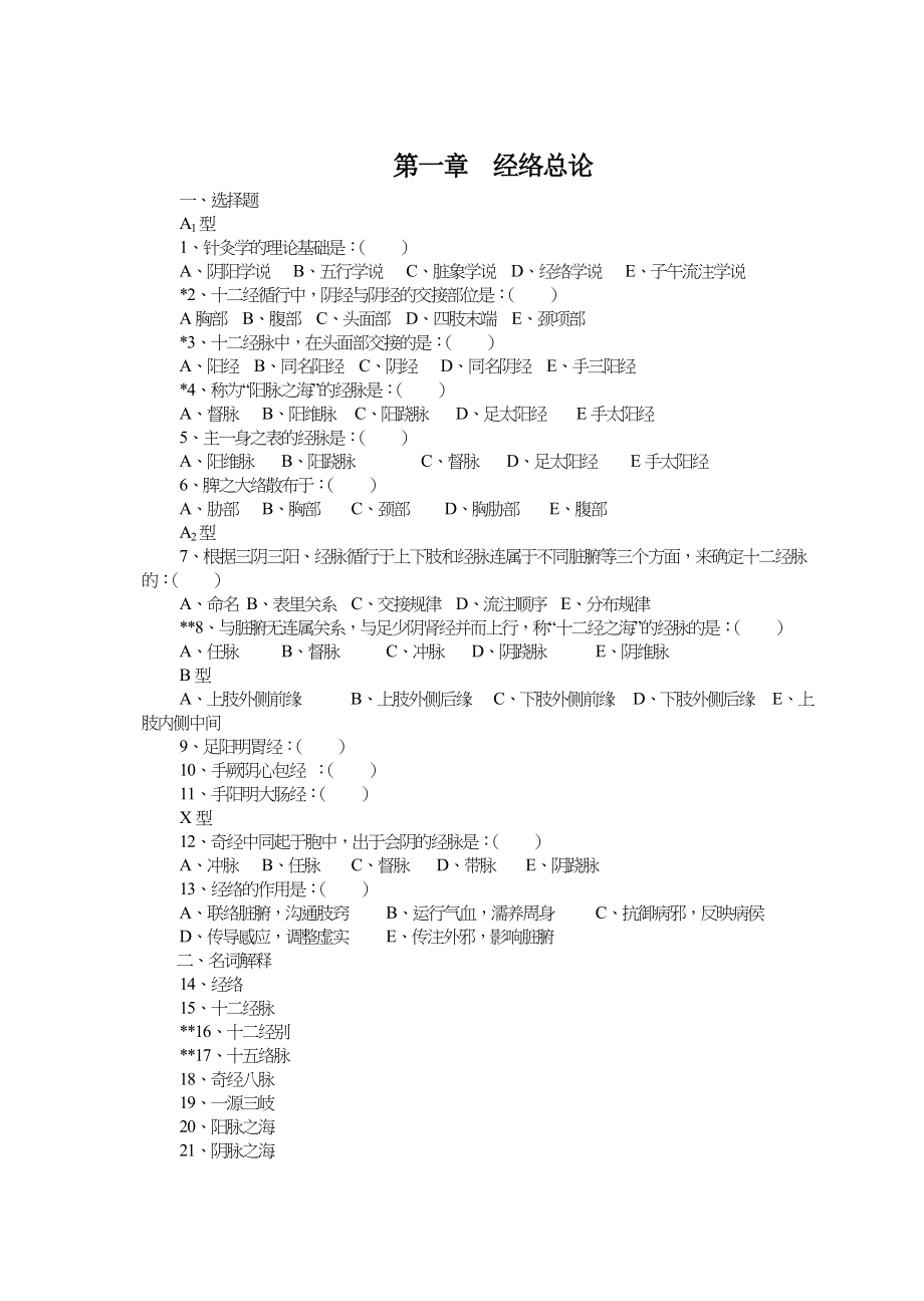 《针灸推拿学》习习题集_第1页