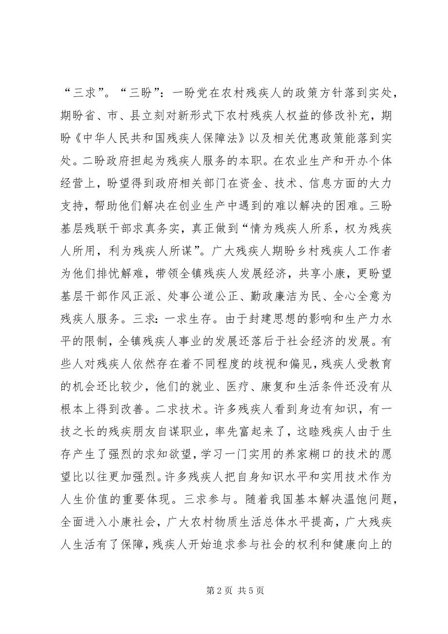 关于对XX县区崇福镇残疾人状况的调查与思考_第2页