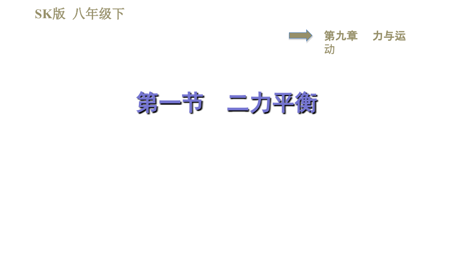 苏科版八年级下册物理习题课件 第9章 二力平衡_第1页