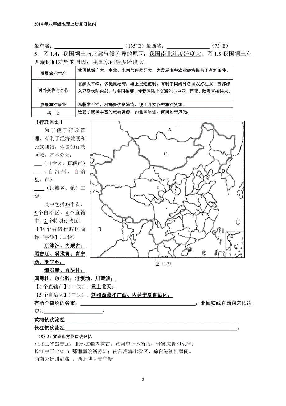 《2014年人教版八年级地理上册复习提纲-副本》_第2页