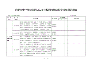 中小学幼儿园2022年校园疫情防控专项督导记录表【评分细则】