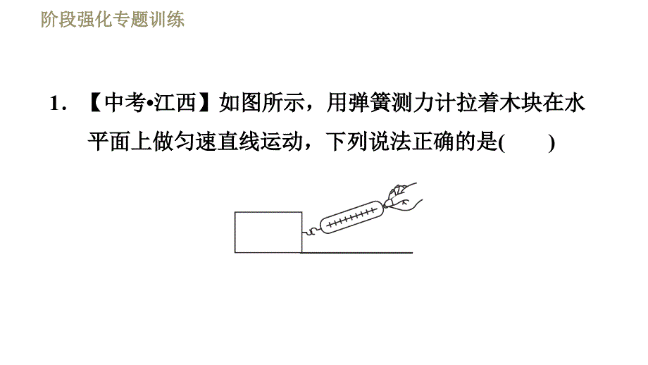 苏科版八年级下册物理习题课件 第9章 阶段强化专题训练（六）专训2相互作用力和平衡力（20张）_第3页