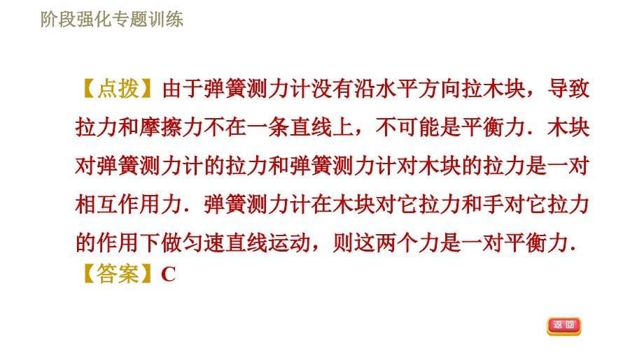 苏科版八年级下册物理习题课件 第9章 阶段强化专题训练（六）专训2相互作用力和平衡力（20张）_第5页