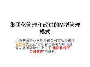 经典实用有价值企业管理培训课件：集团化管理和改进7电子教案